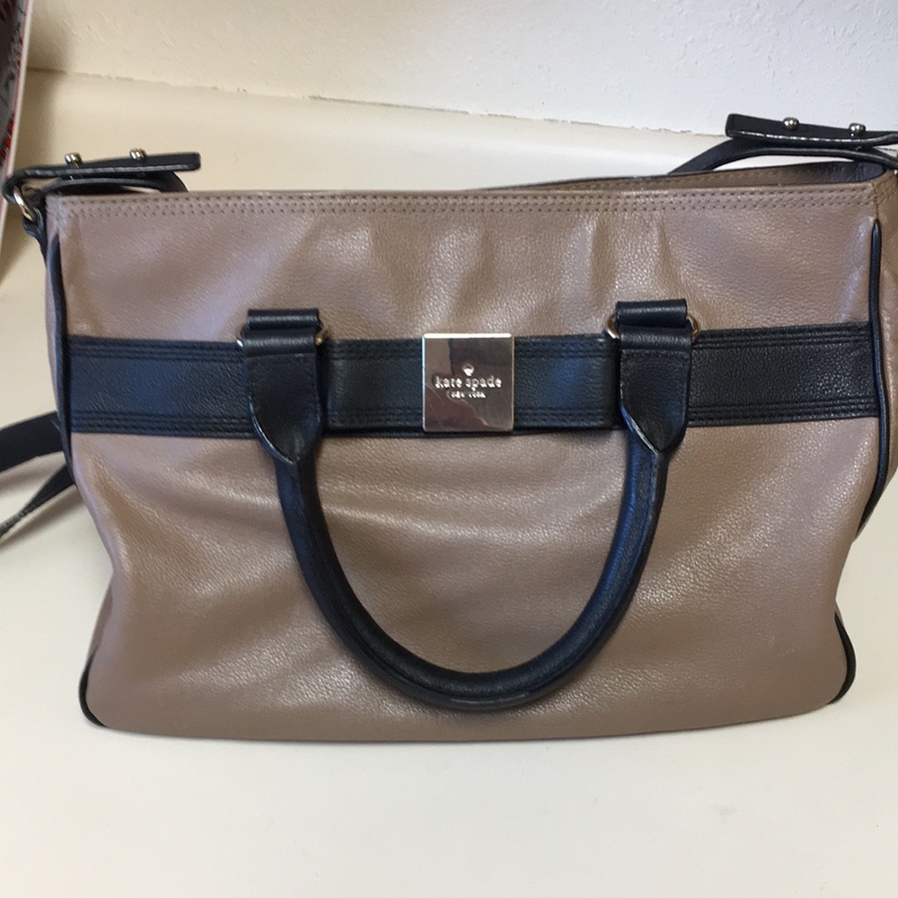 Kate Spade Tan and Black Leather Satchel
